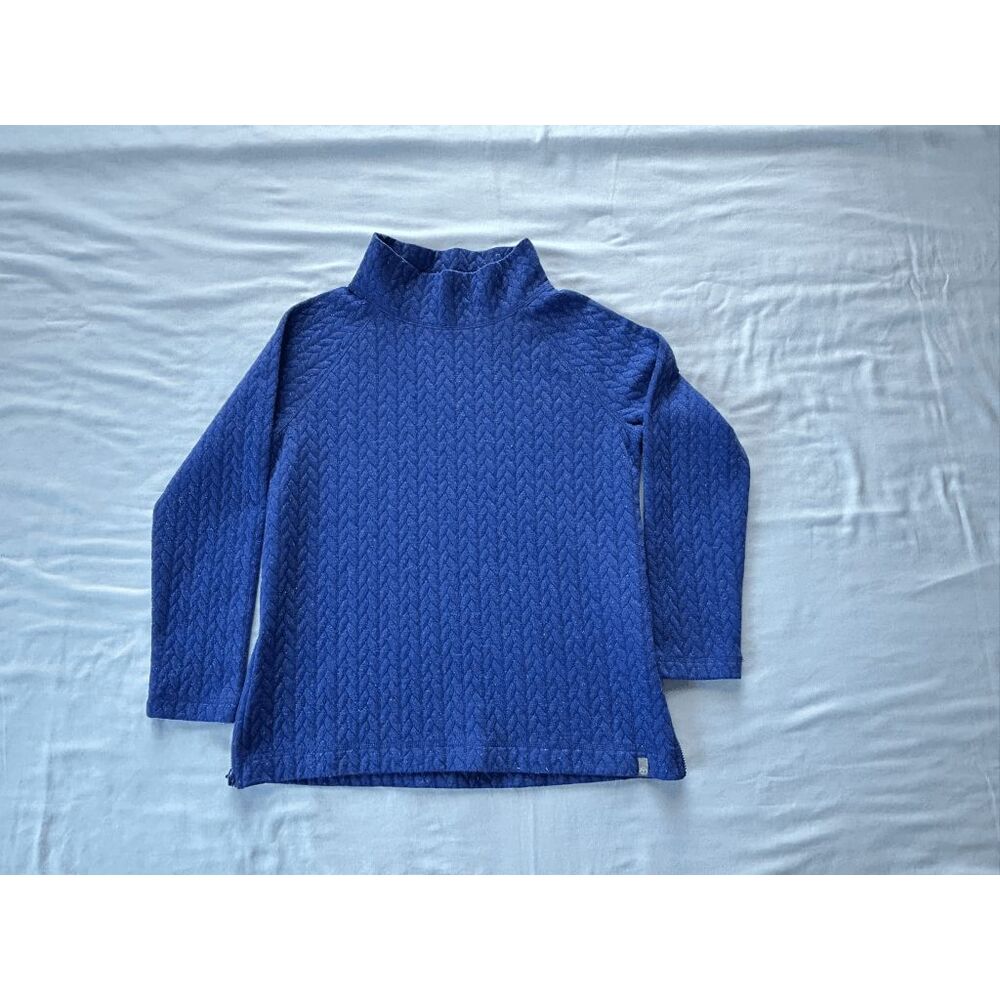 T By Talbots Mock Turtleneck Metallic Blue Sweate… - image 1